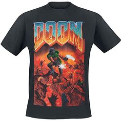 Doom Classic Boxart T-shirt för män svart S 100% bomull Bethesda, Merch, Gaming