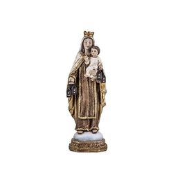 DRW Figura Madonna del Carmen patrona della Marina Spagnola e dei Marinai in Resina Dipinta a Mano Stile Goffrata 20 cm