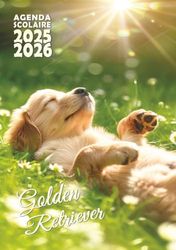 Agenda scolaire 2025 2026 Chien Golden Retriever Journalier 1 jour par page Petit format poche 12x17 - Fille, garçon - Chiot: Primaire, collège, lycée - 1 page par jour - Original - Animaux