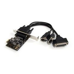 StarTech.com Tarjeta Adaptadora PCI Express PCIe PCI-e 2 Puertos Serie 1 Paralelo con Breakout Cable Multiconector RS232 Serial DB9 DB25