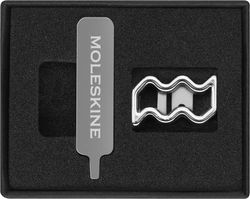 Moleskine Aquarius Pin for Notebook or Diary, Zodiac Symbol Pin, Personalise Elastic Closure, Personalised Gift Ideas, Silver Colour