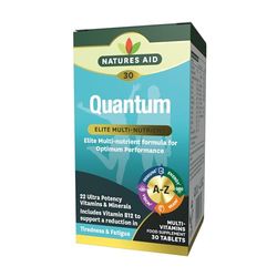 Natures Aid Quantum Super Strength Multivitamin Tablets - High Potency Essential Vitamins & Minerals, Supports Energy, Immunity & Wellness Multi-vitamin- Vegan, Gluten-Free, Non-GMO - 30 Tablets