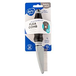 duvoplus, Peigne Anti-puces 68 pins Noir/Gris, Retire Les puces etoeufs du Pelage, Convient à Tous Les Chiens et Chats, Dents rotatives et arrondies, Manche Confortable
