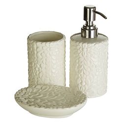 Premier Housewares Magnolia de Salle de Bain, Crème, 3 pièces