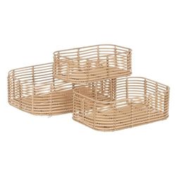 BigBuy Home Mandenset natuurlijke hars 40 x 30 x 13 cm (3 stuks)