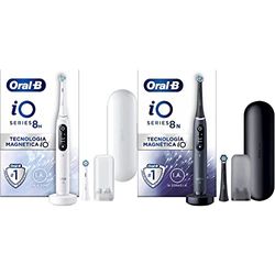 Oral-B iO8N Cepillo de Dientes Eléctrico con Mango Recargable, Tecnología Magnética iO, 2 Cabezales de Recambio,- Blanco & iO8N Cepillo de Dientes Eléctrico con Mango Recargable- Negro