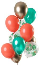 Folat 69376 Balloons Tropical Gem 30 cm Pack of 12 Latex Helium Balloons, Birthday Decoration, Multicoloured, Waist Unique