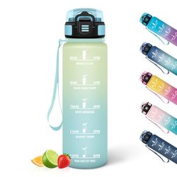 HoneyHolly Gourde Sport, Conception Étanche Gourde 500ml, Avec échelle de Temps, Bouteille, Réutilisable, Légère, Gourde Graduée pour La Course à Pied, Le Vélo, Le Travail, L'école