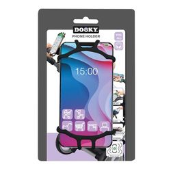 Dooky Universal mobiltelefonhållare, smartphone Mount för barnvagnen (praktiskt telefonhandtag för alla mobilmärken och modeller, 360° roterbar, lämplig för cykel och bilbarnstol), svart