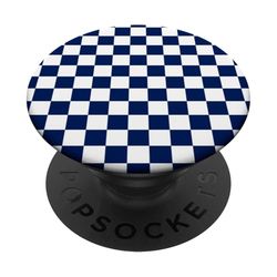 Azul marino, patrón de tablero de ajedrez, a cuadros PopSockets PopGrip Adhesivo
