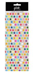 Glick Quatre feuilles de papier de soie étoiles multicolores, chaque feuille de papier de soie 750 mm x 500 mm, papier de soie étoiles multicolores, papier de soie pour emballage cadeau, papier de