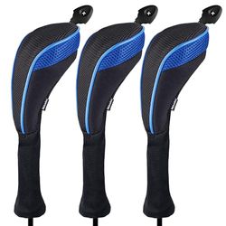 Andux Lot de 3 Couvre-Clubs Hybrides Longs avec numéros Cadran CTMT-01, Bleu