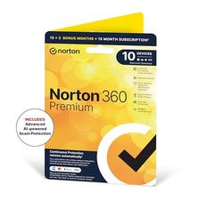 Norton 360 Premium 2022 Antivirus software for 10 Devices, 15 Months subscription|Premium|10 Device|15 Months|PC|Download