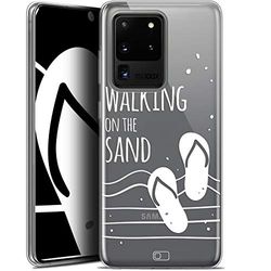 Caseink Beschermhoesje voor Samsung Galaxy S20 Ultra (6.9) [Gel HD bedrukt in Frankrijk Collection Summer Design Walking on the Sand - zacht - ultradun]