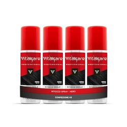 Vitalcare | Ritocco Ideale - Spray Istantaneo per Ritocco Capelli, Spray Perfetto per Coprire Temporaneamente i Capelli Bianchi e Grigi, Nero, 4 Flaconi da 75 ml