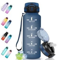 Motswedi Drinkfles, 1500 ml BPA-Vrij, Drinkfles Met Rietje, Lekvrij, Sportfles, Geschikt voor Koolzuurhoudende Dranken, Waterfles voor Kinderen, Camping, Yoga, Sport, Outdoor, hardlopen, Donkerblauw