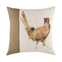 Evans Litchfield Hessian Pheasant fjäder fylld kudde, vit, 43 x 43 cm