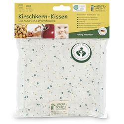GRÜNSPECHT Coussin chauffant en noyaux de cerises - 19 x 19 cm - Pour la nuque, le ventre et le dos - Housse 100% coton - Pour micro-ondes et four - Triangles Frosty vert (100-V8)