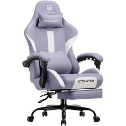 GTPLAYER Chaise Gaming, Chaise de Gamer, Chaise de Bureau Respirante en Tissu de Haute Qualité, Chaise PC Ergonomique, Chaise de Bureau Réglable et Pivotante avec Repose-Pieds, Violet