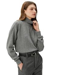 Koton Damessweatshirt met lange mouwen en hoge hals, grijs (910), S