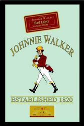 Empire Merchandising 537447 Bedrukte spiegel met kunststof frame met houteffect met Johnnie Walker Whiskey advertentie 20 x 30 cm