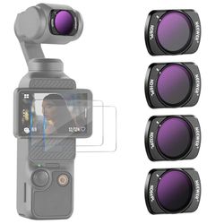 NEEWER Set Filtro Magnetici ND/PL Compatibile con DJI Osmo Pocket 3, 4pz Filtri ND8/PL ND16/PL ND32/PL ND64/PL con 2 Protezioni Touchscreen LCD, Vetro Ottico HD Multistrato Accessori/Telaio Alluminio