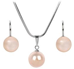 Levien Halsketting A Charmante Set van Pearl Peach halskettingen en oorbellen sLE0303 merk, Standaard, Metaal, Geen edelsteen