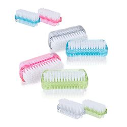 Relaxdays Spazzola per Unghie, Set da 8 Spazzoline a Doppia Faccia, Setole Dure, Plastica, 3,5x8,5x5cm, Colori Misti