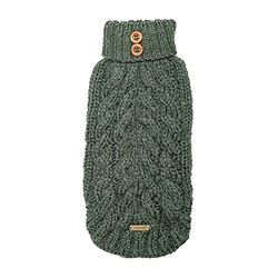 CHIARA CHP-402GN-L Jade Pull à Capuche, Sweat-Shirt, Fait à la Main (Taille : L, Lavable, élégant, col relevé, Composition : 70% Acrylique et 30% Laine), Vert Olive