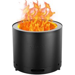 VEVOR Brasero à Bois sans émission de fumée, 380x320 mm, Foyer à feu avec bac à Cendres Amovible, Foyer d'extérieur Portable intérieur en Acier Inoxydable SUS430, pour Camping en terrasse extérieure