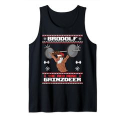 Brodolf The Red Nose Gainzdeer Gym Ugly Christmas Sweater Canotta