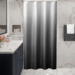 Gibelle Tenda da doccia piccola, 91 x 182 cm, tenda da doccia stretta metà nera sfumata per bagno, tenda da doccia in tessuto a nido d'ape con ganci, idrorepellente, lavabile in lavatrice