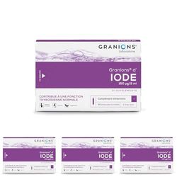 GRANIONS Iode Contribue à une fonction thyroïdienne normale Iode 150 µg Marque Française 30 ampoules (Lot de 4)