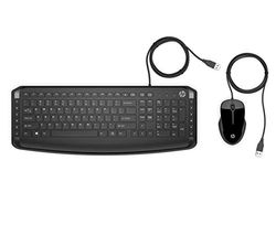 HP Pavilion 200 Wired Keyboard and Mouse – (1600 DPI, USB 2.0 Port, LED Indicator, Windows 10, Windows 8) Spanish QWERTY Keyboard, Black