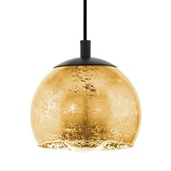 EGLO lampada a sospensione Alabraccin, metallo in nero e vetro dorato da sala da pranzo, luce da tavolo di sospensione, illuminazione con attacco E27, Ø 19 cm