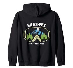 Saas-Fee Ski Goggles Resort Alpi Svizzere Sci Svizzera Felpa con Cappuccio