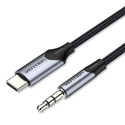 Convertidor - convertidor USB-c a Jack 3.5 mm, 1 m de Longitud, Color Gris, conexión de Audio, Ligero y Duradero.
