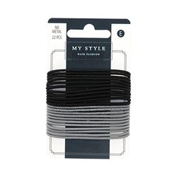 Mystyle Thin Elastics, Black/Grey, 22-Count