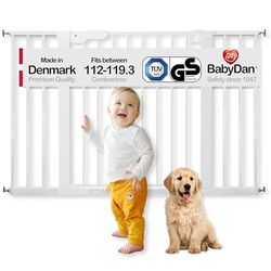 BabyDan Premier Barrière à Fixation par Pression pour Porte/Escalier, Blanc, 112 - 119,3 cm