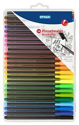 Stylex 32835 - Brush Pens with Flexible Brush Tip, Line Width 1.5 mm, for Scrapbooking, Pack of 24