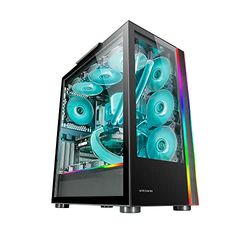 Mars Gaming MC-Ultra Noir, Tour Gaming Custom XXL E-ATX, Double Bande LED ARGB, Double Fenêtre Verre Trempé, Double Structure Caméra Verticale