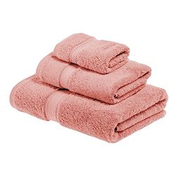 Superior - Set di Asciugamani in Cotone Egiziano 900 Grammi, 3 Pezzi, Rosa Baby