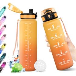 KollyKolla Cantimplora 1L, Garrafa Agua con Marca de Tiempo, Reutilizable, sin BPA, Botella de Agua con Filtro, Botella Motivacional para Niños, Adultos, Running, Deporte, Bicicleta, Oficina, Gym