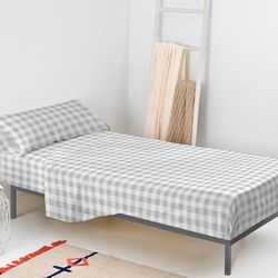 Vichy 2-delige beddengoedset, 180 x 270 cm (bed 105 cm), grijs