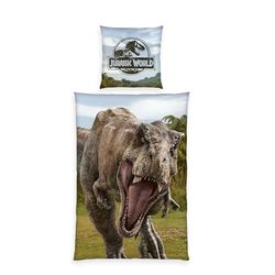 Herding Sängkläder Jurassic World, örngott 80 x 80 cm med vändbart motiv, påslakan 135 x 200 cm, med knapprad, 100% bomull