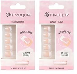 Invogue Invogue Acrylic Square Nails - French Pink (24 Pieces) (Pack of 2)