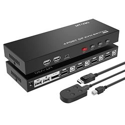MT-VIKI Switch KVM 4K60Hz KVM DisplayPort 4 porte DP KVM su un monitor con 4 cavi DP, 4 cavi USB 4:4:4 UHD supporta controllo desktop hotkey switch auto 4 porte USB