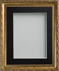 Frame Company Brompton Gold 14x11 inch Frame With Black Mount for Image 12x8 inch *Choice of sizes* Fitted with Real Glass