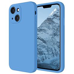 Funda de Silicona para iPhone 14, Funda de Silicona Resistente a los Golpes, Forro de Microfibra Resistente a los arañazos, Funda Protectora de cámara de Silicona de 6,1 Pulgadas, Azul Lago