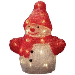 Konstsmide Figura LED, Uso Interno (IP20), Funzionamento a Batteria, diodi Bianco Caldo, Rosso, Snowman